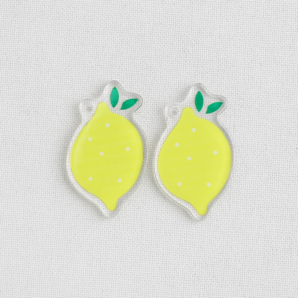 프린팅 레몬 싱글고리 팬던트 키링재료 귀걸이부자재 P-SS-1374