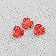 골드펄 붉은세잎꽃 통과형 팬던트 키링재료 귀걸이부자재 P-DF-0293